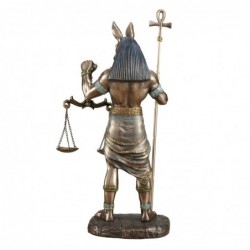 ORIGIN Home Decor Anubis tenant une balance en bronze | Figurine Déesse Verte - 27x15x11cm