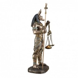 ORIGIN Home Decor Anubis tenant une balance en bronze | Figurine Déesse Verte - 27x15x11cm