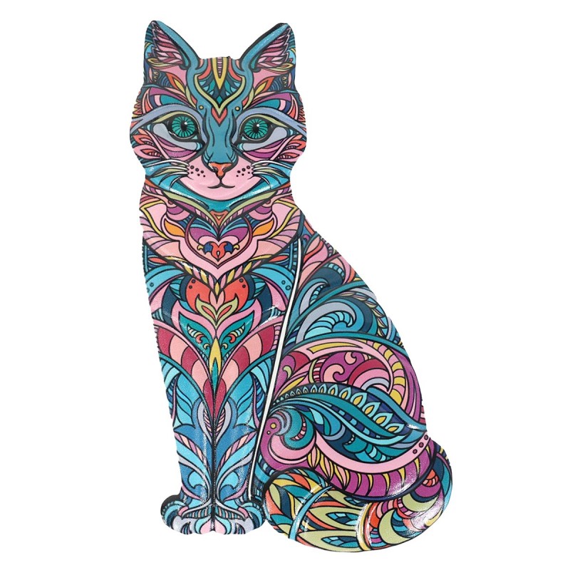 ORIGIN Home Decor Jardin Chat Bleu Figure 23x13x1cm | Ornement mural en métal résistant