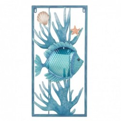 ORIGEN  ornement mural en forme de poisson, décoration d'intérieur, applique rectangulaire en métal bleu, 61x31x4cm