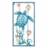 ORIGEN Home Decor Tortue Décoration Murale Applique Métal Bleu Rectangulaire - 61x31x3cm