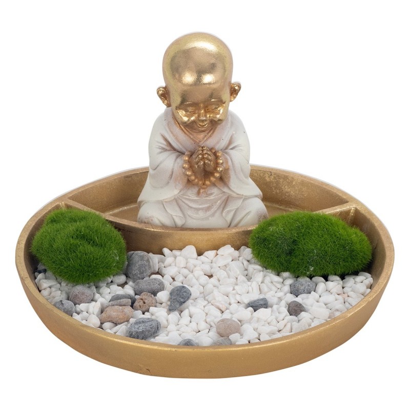 Figurine de Bouddha oriental en résine dorée pour décoration zen et spiritualité