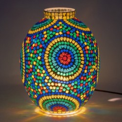 Lampe de table en mosaïque de verre plâtre multicolore 33x23x23 cm