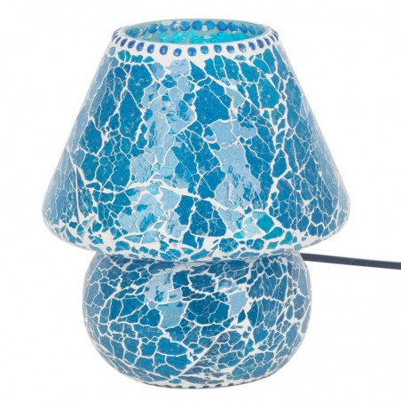 Lampe de table en mosaïque de plâtre de verre bleu indien 23x19x19 cm