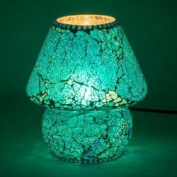 Lampe de table en mosaïque de plâtre de verre bleu indien 23x19x19 cm