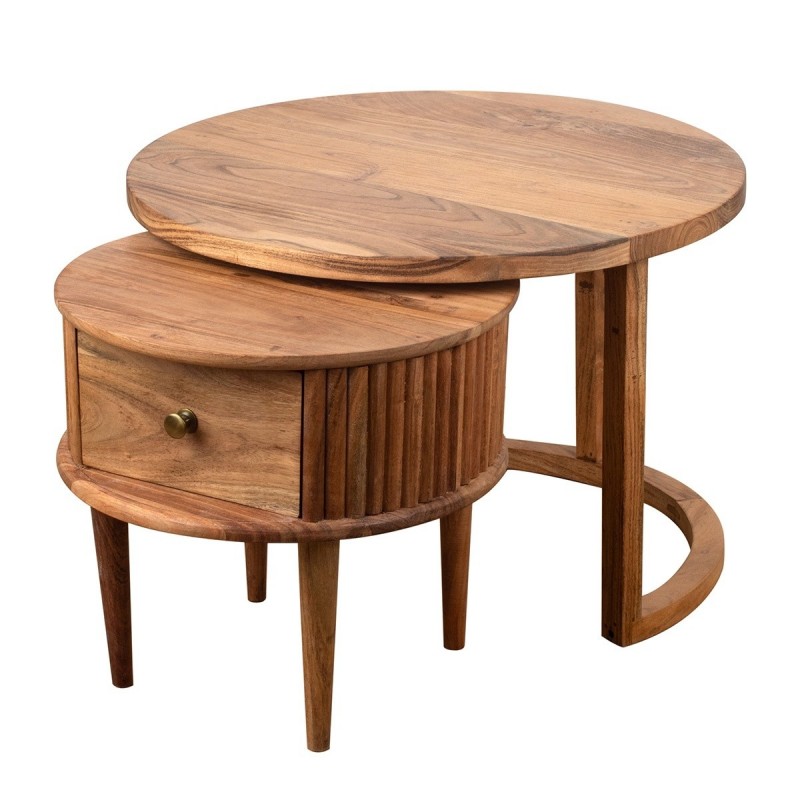 Ensemble de 2 tables d'appoint en bois d'acacia