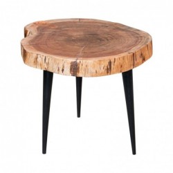 Table d'appoint en bois d'acacia - Meuble d'appoint pour salon ou chambre - Style naturel et fonctionnel