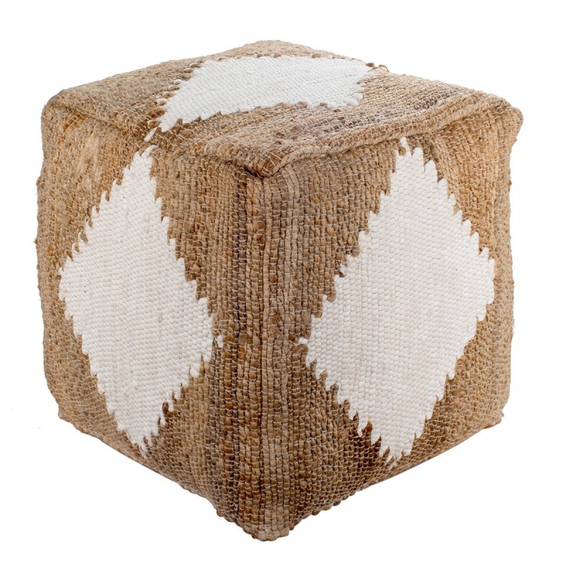 Pouf bohème en coton et jute 45x45 cm pour la décoration de la maison