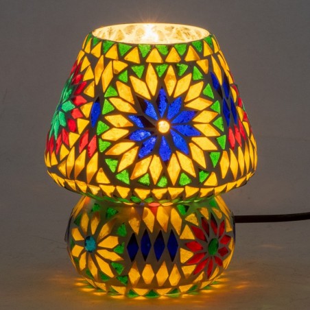 Lampe Mosaïque Multicolore pour Table de Style Ethnique