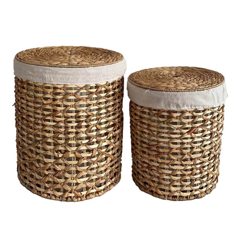 Pack de 2 paniers en jacinthe d'eau - Décoration d'intérieur naturelle