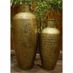 Vase ethnique en étain doré de 75 cm pour la décoration de la maison et les cadeaux