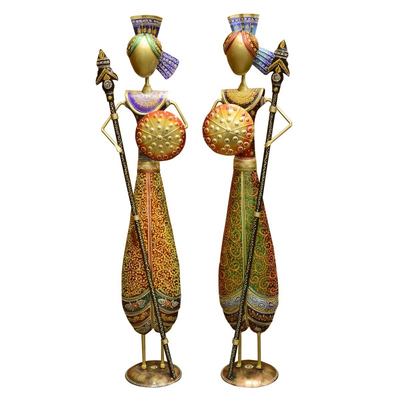 Figurine indienne en étain multicolore 116 cm 2 différentes