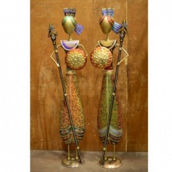 Figurine indienne en étain multicolore 116 cm 2 différentes