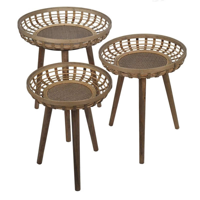 Tables 3 Unités brunes | Table de table auxiliaire table auxiliaire salon 65x54x54cm