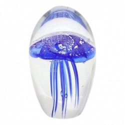 Presse-papier méduse bleue en cristal décoratif, cadeau pour la maison et le bureau
