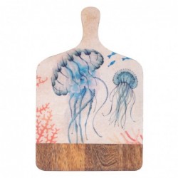 Grande planche à découper en bois de méduses nautiques pour la cuisine