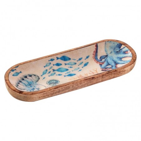 Petit plateau méduses en bois pour cuisine et décoration nautique