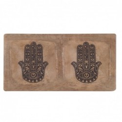 Plateau Main Fatima Ethnique Décoration Bois Marron 20 cm