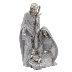 Figure Naissance Jésus Silver of Resine | Chiffres de résine de naissance pour la décoration de résine de jardin 37x20x23cm