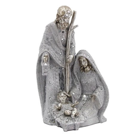 Figure Naissance Jésus Silver of Resine | Chiffres de résine de naissance pour la décoration de résine de jardin 37x20x23cm