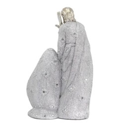 Figure Naissance Jésus Silver of Resine | Chiffres de résine de naissance pour la décoration de résine de jardin 37x20x23cm