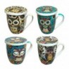 4 tasses hibou différentes avec boîte cadeau