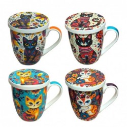 4 mugs chat différents avec...