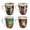 4 mugs chat différents avec coffret cadeau