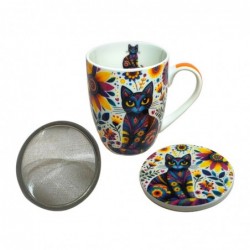 4 mugs chat différents avec coffret cadeau