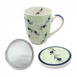 Tasse olive avec boîte cadeau. Cadeau parfait pour les amateurs de cuisine méditerranéenne et de bon goût.