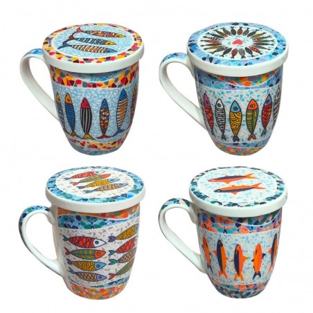 Mug poisson 4 différents avec coffret cadeau