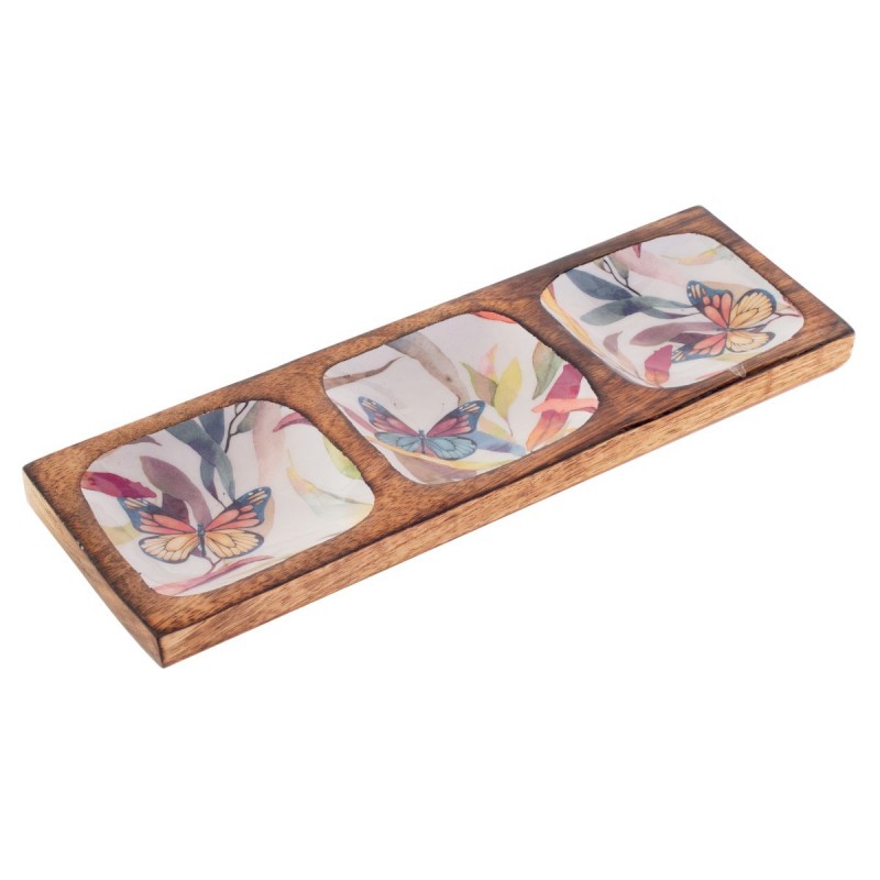 Plateau papillon en bois au design romantique pour la décoration de la maison