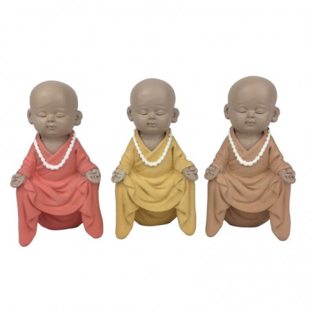 Figure Bouddha Moine 3 Postures Décoratives Différentes Bouddhisme Feng Shui