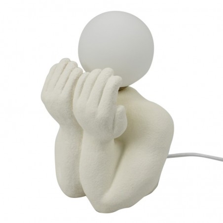 Lampe de table figure humaine en porcelaine blanche décoration bohème