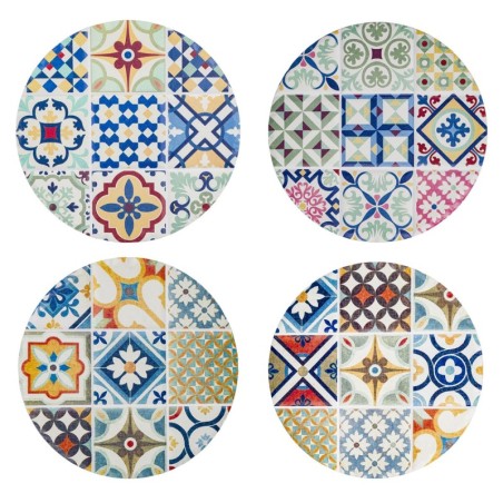 Coasters hydrauliques 4 unités Céramique multicolore | Individuel individuel Mantel Substers individuels 1x11x11cm