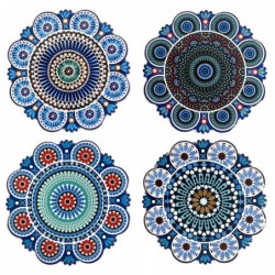 Mandala Coasters 4 Units - Ensemble de dessous de verre décoratifs en céramique pour table