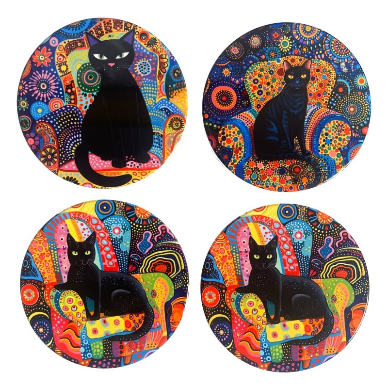 Sous-verres Chat 4 unités - Protégez vos tables avec ces sous-verres amusants et originaux