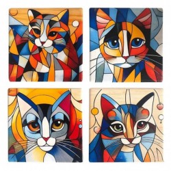 Sous-verres Chat 4 unités,...