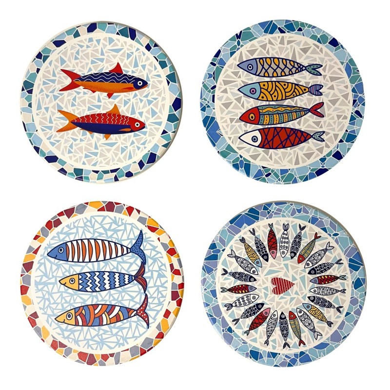 Sous-verres à poissons 4 designs différents en céramique marin et nautique pour protéger votre table de manière originale