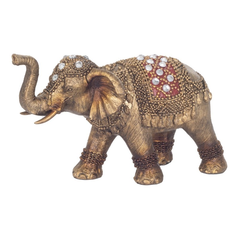 Figurine d'éléphant ethnique en résine dorée, 10 cm, cadeau de décoration pour la maison