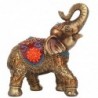 Figurine Éléphant Ethnique en Résine Dorée 15,5 cm