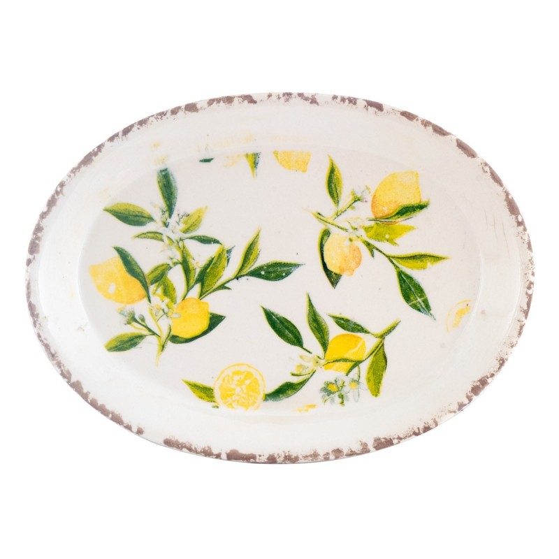 Assiette citron décorative en céramique jaune 25 cm