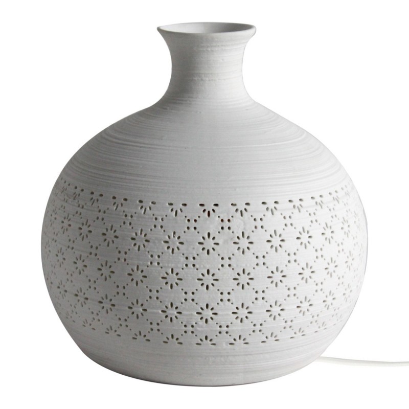 Lampe en porcelaine de Bohême blanche 19,5 cm x 19,5 cm x 19,5 cm