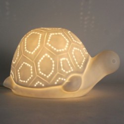 Lampe Tortue Bohème En Porcelaine Blanche