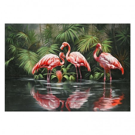 Tableau décoratif flamant rose pour mur, design tropical et couleur rose vibrante