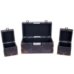 Grundig Boîtes haut-parleurs 3 unités Noir MDF Tissu peint en tissu | Décoration de la valise en boîte 15x15x30cm