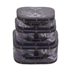 Vintage Boxes World 3 Unités MDF et PVC | Décoration de la valise de la boite Vancase Vintage Décoration 29x14x34cm