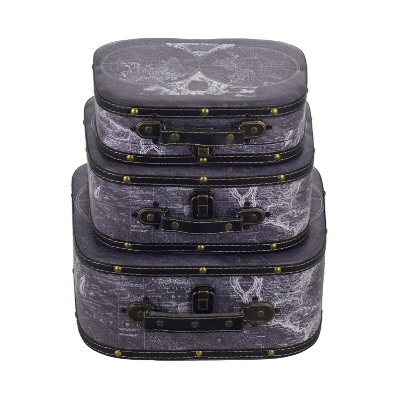 Vintage Boxes World 3 Unités MDF et PVC | Décoration de la valise de la boite Vancase Vintage Décoration 29x14x34cm