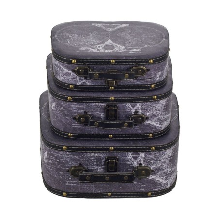 Vintage Boxes World 3 Unités MDF et PVC | Décoration de la valise de la boite Vancase Vintage Décoration 29x14x34cm