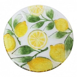 Assiette à Citron Décorative pour Cuisine - Plateau en Verre Jaune